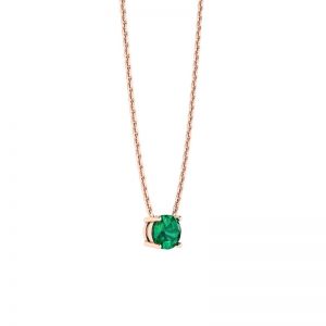 Smeraldo rotondo da 1/2 carato su catena in oro rosa - Foto 1