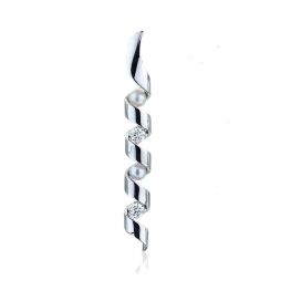 Pendente Lungo con Diamanti e Perle di Mare - Collezione Ruban